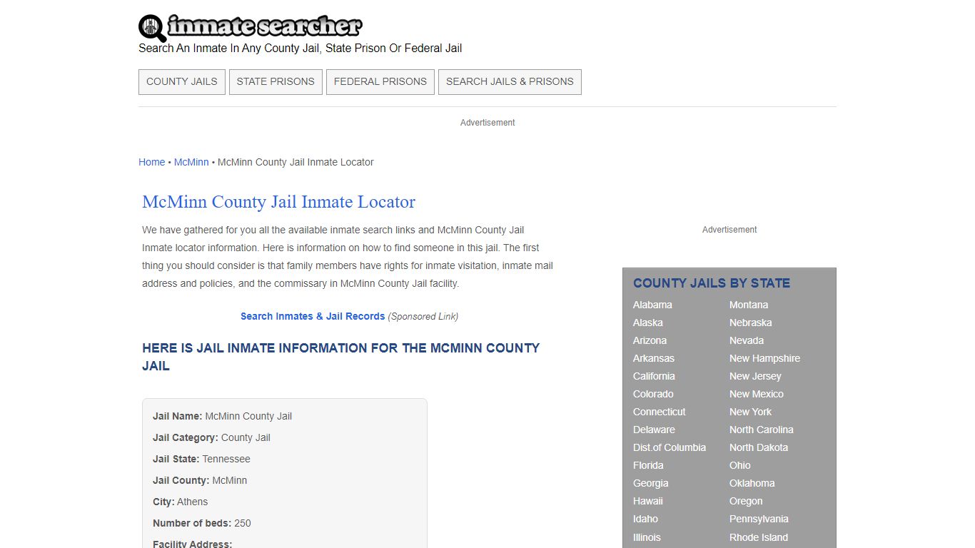 McMinn County Jail Inmate Locator - Inmate Searcher